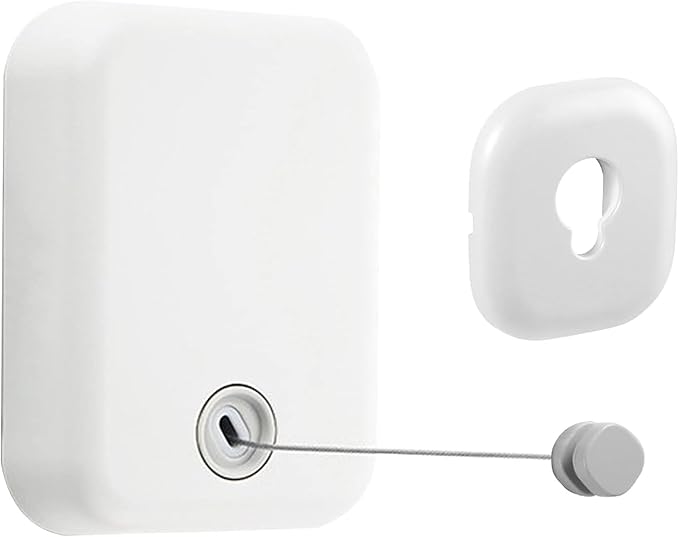JOOM Retractable Clothesline Heavy Duty Clothes Drying Laundry Line Wall Mounted Easy Hanging Clothes Drying Laundry Line Retracting Hanging Lock to Prevent Sagging (Flat,White)