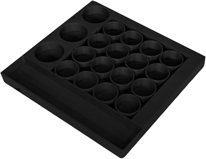Vial Organizer for Refrigerator Use | Home Vial Organizer Tray for Peptide– 5"x5"x0.75", Lightweight (8g) (Black)