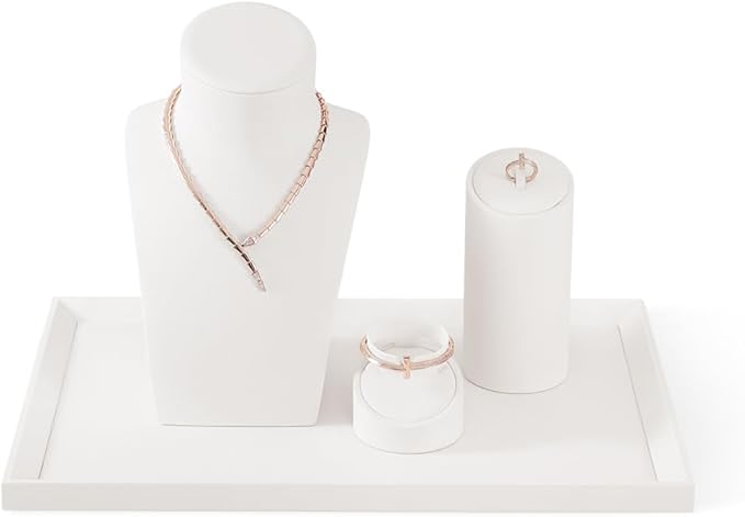 Jewelry Trays, Leather Tray, Luxury White Jewelry Organizer Tray For Necklace,Earring,Ring,Flat Jewelry Organizer For Dresser
