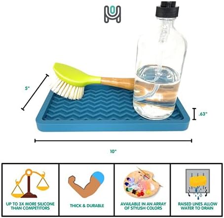 Happitasa Silicone Kitchen Sink Organizer Tray, Sponge Holder and Countertop Protector | Bathroom and Kitchen Soap Dish and Dispenser Tray (Sand Dollar, 10" x 5.25", 10.3 Ounces, Zigzag)