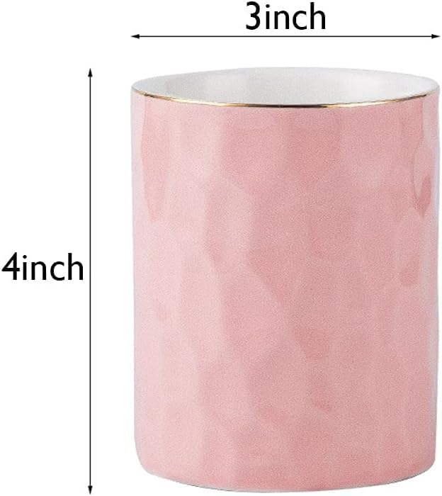 HANKOR Ceramic Pen Holder Cup Pencil Holder for Desk, Makeup Brush Holder Organizer for Office Home (Pink)