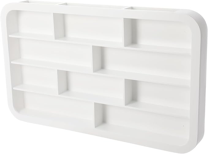 Hanging Nail Polish Display Rack, 4-Tier Wall Mount Nail Polish Organizer with 10 Compartment, Display Stand Shelf for Small Cosmetics (White)