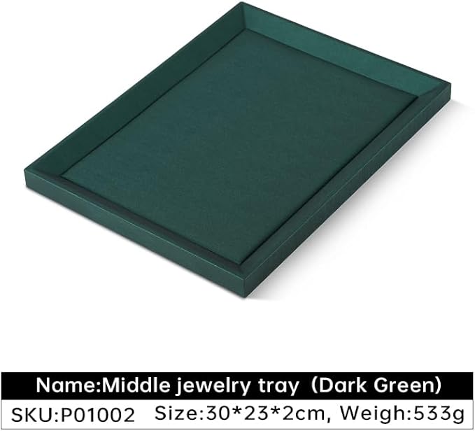 Jewelry Display For Selling, Leather Tray,Premium Green Jewelry Flat Tray,Mens Jewelry Tray For Jewelry Store Display