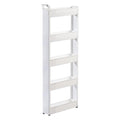 Miles Kimball 5 Tier Slim Cart, White, Durable Plastic, Easy Assembly, Holds Up to 6.5 lbs