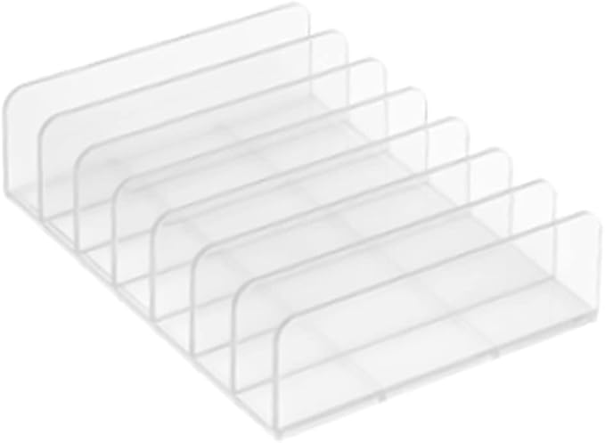 VALINK Acrylic Makeup Eyeshadow Palette Organizer, Eyeshadow Palette Makeup Organizer Acrylic Vertical Accessories Storage Stand 7 Section for Countertop Vanities Cabinets