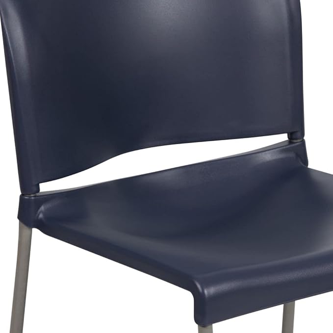 Flash Furniture HERCULES Series 880 lb. Capacity Navy Full Back Contoured Stack Chair with Gray Powder Coated Sled Base