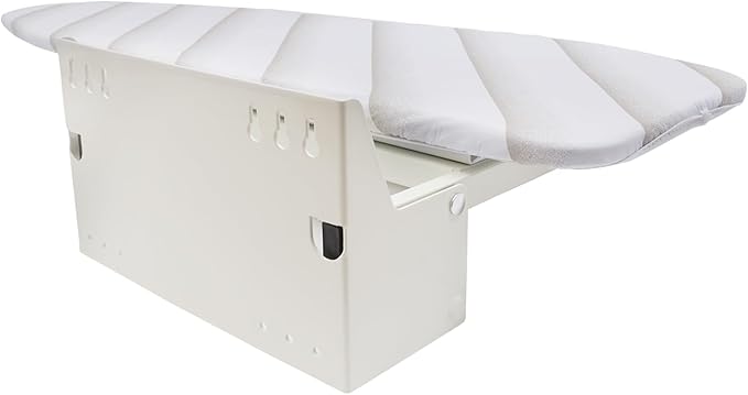 Wall Mounted Ironing Board Foldable Clothes Ironing Table Hiding 180 Degree Swivel Heavy Duty Ironing Board with a Washable Ironing Board Cover for Home Laundry Room (White)