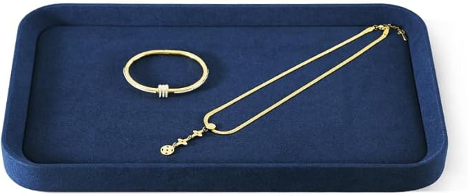 Jewelry Display, Microfiber Valet Tray,Luxury Jewelry Drawer Organizer,Premium Flat Tray,Blue Jewelry Tray