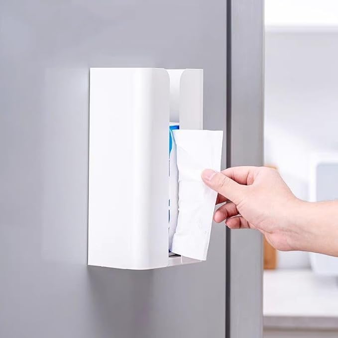 Magnetic Magnetic Dryer Sheet Glove & Tissue Dispenser Holder, Towels, Wipes Storage Box Holder Mount onto a Tool Box or in Laundry Room, Garages, Workshops and Kitchens