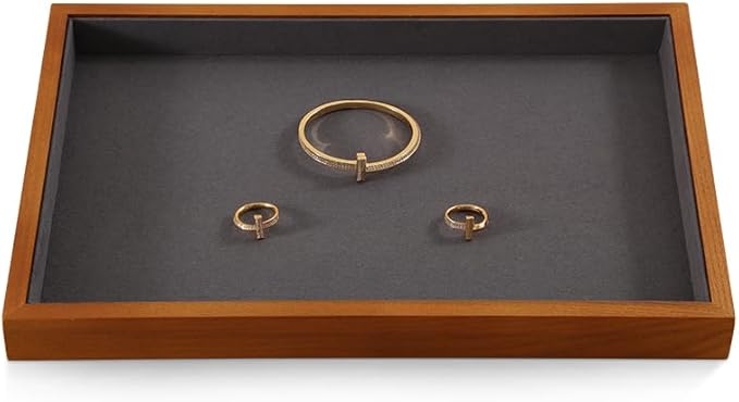 Jewelry Trays, Wood Nightstand Tray,Luxury Jewelry Organizer Drawer,Grey Flat Jewelry Display For Vendors,Ring,Bangle,Watch,Necklace