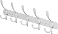 Coat Rack Wall Mount with 5 Tri Hooks, Stainless Steel 16 Inch – White Matte Finish, Heavy Duty Wall Mounted Hook Rack for Coats, Hats, Towels, Scarves, Robes, Bags, Entryway & Bathroom
