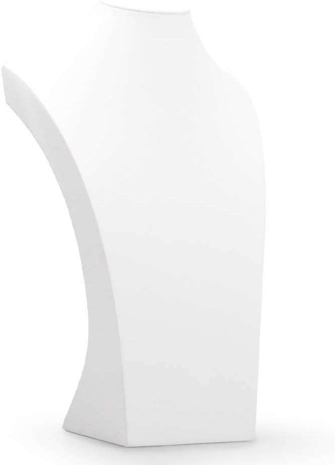 Oirlv White Leather Jewelry Bust Necklace Display Stand Trade Show Jewelry Holder (H:11.8")