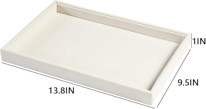 Coward 2Pcs/Set Stackable Jewerlry Organizer Tray Beige Velvet Blank Tray Holder for Beads Bracelets Necklaces Earrings Store Selling or Home Show