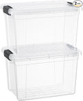 Superio Clear Storage Boxes with Lids, 4.75 Quart Plastic Container Bins for Organizing, Stackable Crates, BPA Free, Non Toxic, Odor Free, Organizers for Home, Office, School, and Dorm