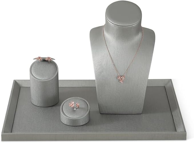 Leather Jewelry Tray, Premium Grey Organizer For Display