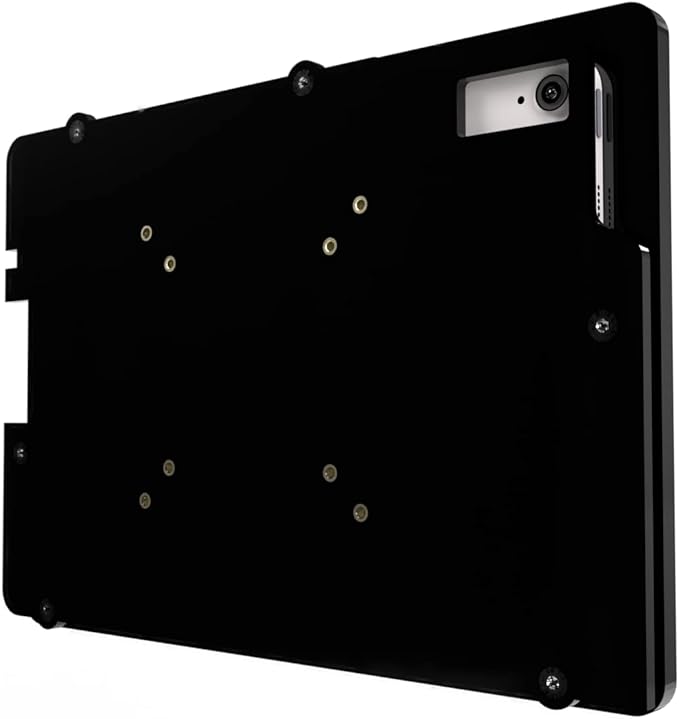 TABcare Anti-Theft Acrylic VESA Enclosure Made for Apple iPad 10 10.9" 2022, iPad 11 11" 2025 A16 with Low Profile Wall Mount Kit & 90-Degree Angle USB C Charge Cable (Black)
