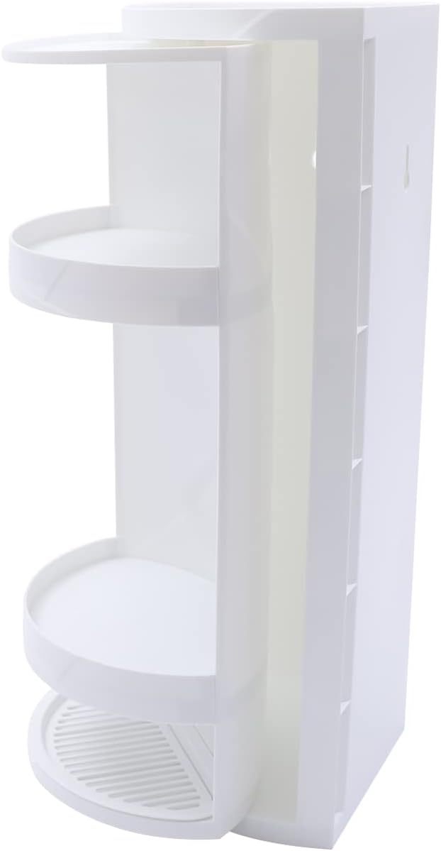 3 Tier Corner Shelf Stand, Cosmetic Skincare Organizer for Bathroom & Vanity, Tabletop Storage Rack Cabinet for Small Space, Waterproof Stand with 360° Rotating Door, 8 x 8 x 23.6, White