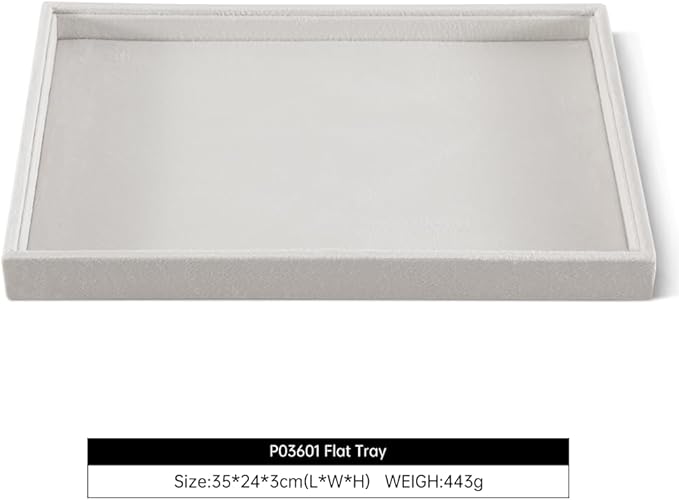 Velvet Stackable Jewelry Display Flat Tray For Ring Earring Necklace Bracelet, Bangle Pendant Storage Blank Plate, Shop Countertop Jewelry Dish Organizer (White)