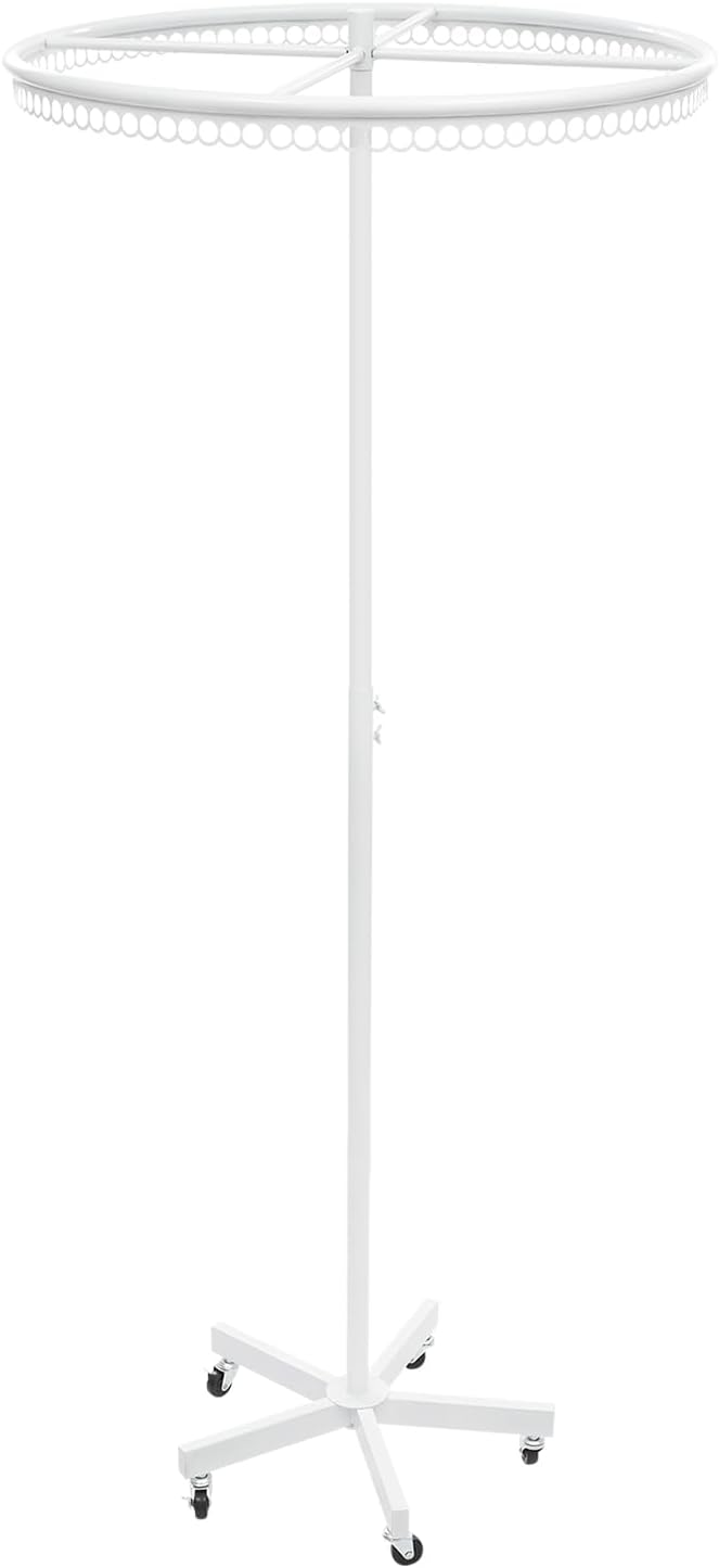 360° Rotatable Round Clothes Rack, Floor Standing Rotating Clothes Rack, 45.7-74.8in Height Adjustable, Floorstanding Multifunctional Coat Stand for Retail Stores, Gift Stores