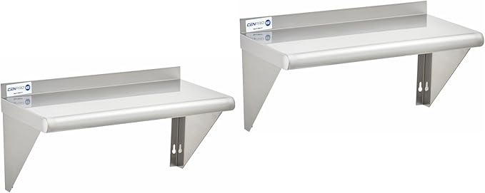 Commercial Wall Shelf - 300 lb. Weight Capacity, 36" W x 15" D, NSF Solid, Stainless Steel - 2/Pk (29N-232)