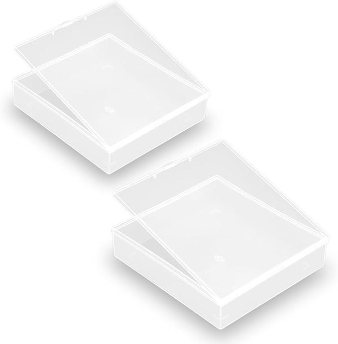 Clear Polypropylene Rectangle Beads Storage Containers Box (5.87 x 6.34 x 1.5 inch) with Lid for Collecting Small Items, Beads, Game Pieces, Business Cards, Crafts Accessories