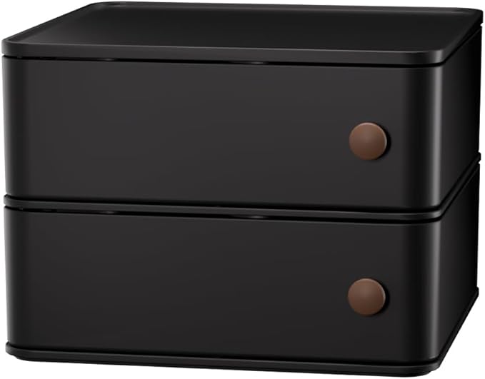 CHANCETSUI Black desk organizer for men: Multi function countertop container for gaming desk, workstation, bathroom storage, square storage box for black aesthetic
