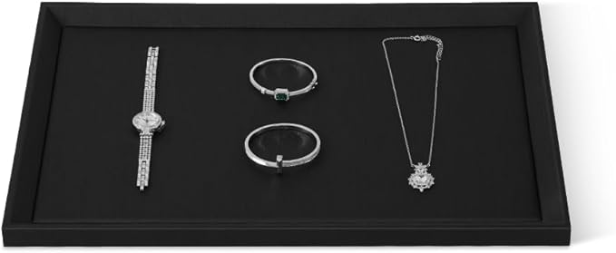 Stackable Jewelry Trays, Leather Tray,Premium Black Jewelry Flat Trays for Jewelry Store Display