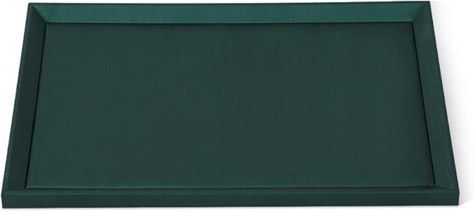 Flat Tray For Jewelry, Premium Green Leather Jewelry Tray, Large Jewelry Display Tray For Watch, Necklace, Ring, Pendants