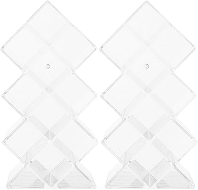 Unomor 2Pcs Clear Acrylic Lipstick Holder Desktop Makeup Organizer Dust-resistant Lip Gloss Storage Stand for Vanity Lightweight and Sleek Cosmetic Display Rack for Bedroom and Dresser