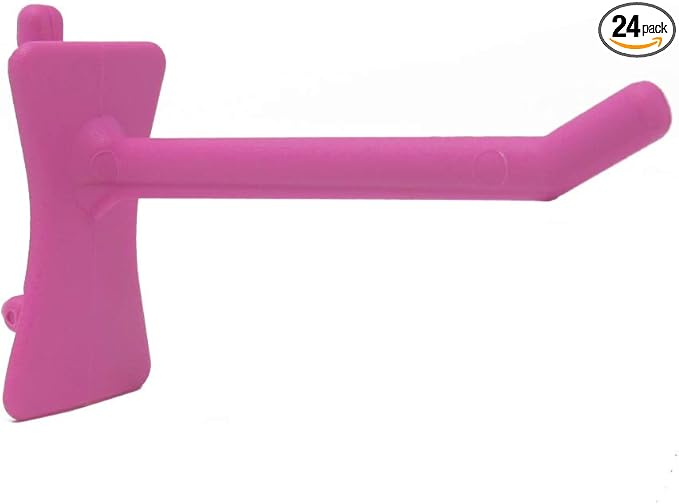 PegPro® 2" Hooks Kit for Standard “Wood Fiber” pegboard – Durable Plastic Pegboard Hooks - for Garage, Kitchen, Craft Room, and More (2" Hook - 24 Pack, Pink)