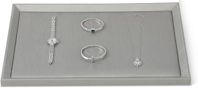 Jewelry Flat Tray, Leather Tray,Premium Grey Jewelry Tray,Jewelry Organizer Tray For Watch,Necklace,Ring,Pendants