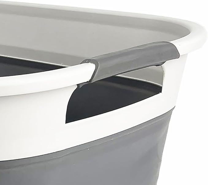 SAMMART 40L (10.5 Gallon) Collapsible Plastic Laundry Basket - Foldable Pop Up Storage Container/Organizer - Portable Laundry Hamper - Space Saving (1, Grey/Steel Grey)