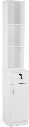 BarberPub Locking Wall Mount Hair Styling Barber Station Drawer Storage Beauty Salon Spa Equipment 3036-1 (White(Handle Left))
