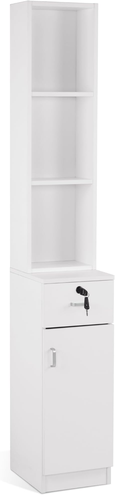 BarberPub Locking Wall Mount Hair Styling Barber Station Drawer Storage Beauty Salon Spa Equipment 3036-1 (White(Handle Left))