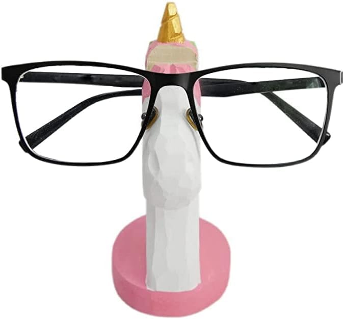 Red Dollar Handmade Wood Carved Animal Eyeglass Holder, Cute Sunglasses Display Stand, Nightstand Home Office Desk Decor, Christmas Holiday New Year Business Gift for Men Women Adults (Rainbow)