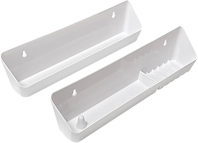 Aiwaiufu 14“ Kitchen Sink Front Trays Tip Out Tray Set Polymer Plastic White – 1 Pair