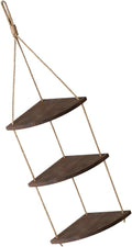Vintage Fan-Shaped Wooden Wall Corner Shelf Rustic Brown Hanging Rack for Plants Crafts Photos Display and Home Storage Organizer
