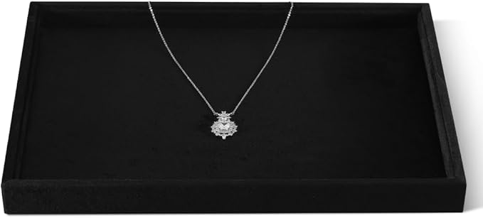 Velvet Stackable Jewelry Display Flat Tray For Ring Earring Necklace Bracelet, Bangle Pendant Storage Blank Plate, Shop Countertop Jewelry Dish Organizer (Black)