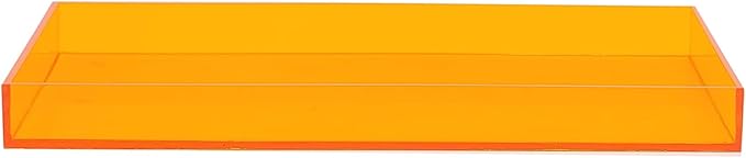 ROYALITA Acrylic Tray Bathroom Tray for Countertop, Guest Towel Holder Tray for Napkin Perfume Jewelry Makeup, Vanity Trays for Soap Dispenser, Aromatherapy, Cup & Candle, Orange