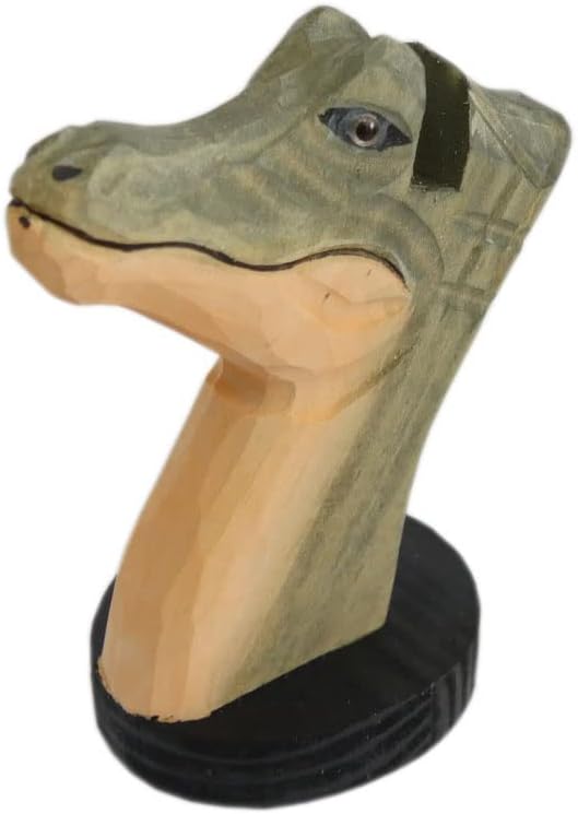 Red Dollar Handmade Wood Carved Animal Eyeglass Holder, Cute Sunglasses Display Stand, Nightstand Home Office Desk Decor, Christmas Holiday New Year Business Gift for Men Women Adults (Crocodile)