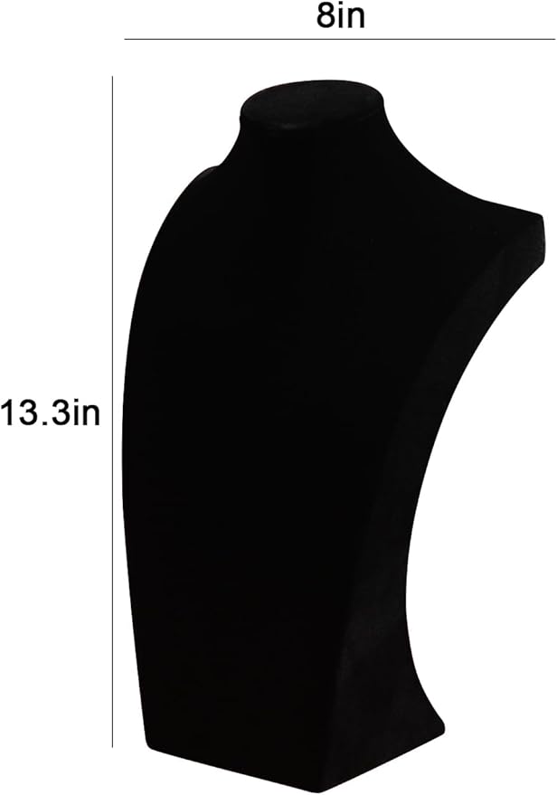 Coward Big Necklace Bust Stand for Selling Show, Black Velvet Necklace Jewelry Display Holder for Home Use or Store Shop Show (13" Hight)