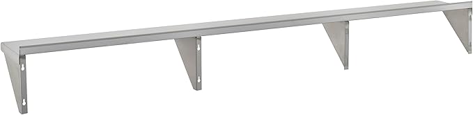 Commercial Wall Shelf - 365 lb. Weight Capacity, 96" W x 12" D, NSF Solid, Stainless Steel (29N-017)