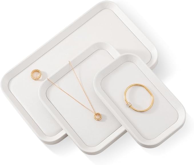 Jewelry Tray, Leather Trinket Tray,Luxury Necklace Organizer,Premium Jewelry Display For Vendors,White Watch Tray
