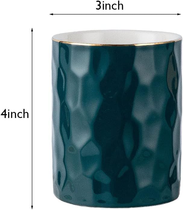 HANKOR Ceramic Pen Holder Cup Pencil Holder for Desk, Makeup Brush Holder Organizer for Office Home (Green)