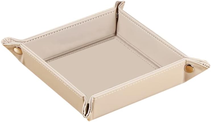 YAPISHI Key Dish Bowl for Men, Entryway Catchall Holder Bedside Table Valet Tray for Pocket Stuff, PU Leather Nightstand Organizer for Dice/Coins/Wallet/Watch/Rings/Sunglasses, Dresser/Coffee Table
