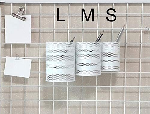 Metal Hook Wall Mounted Pen Pencil Holder, Office Desk Organizer with Hook for Hanging on Wire Mesh Wall Grid Panel (White, Large)