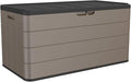 100 Gallon Plus Resin Deck Box, Waterproof Outdoor Storage Box for Patio Furniture, Garden Tools, and Pool Accessories, Lockable UV-Resistant Storage Bin Bench Cabinet for Outside, Brown