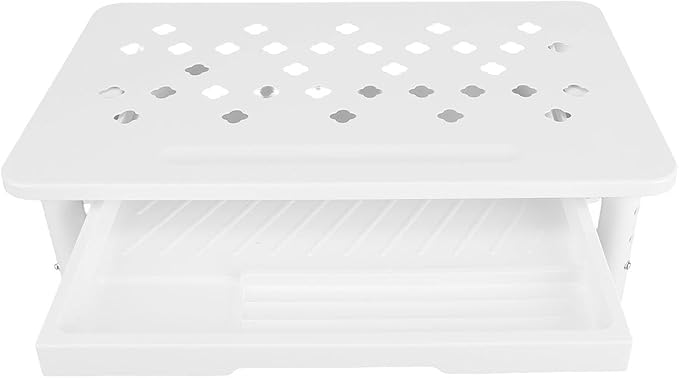 Bewinner Computer Monitor Stand Riser, Desk Organizers and Accessories with Drawer, Office Desk Accessories Metal Printer Laptop Stand20KG Bearing (White)