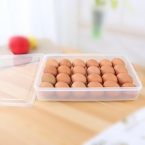 Egg Holder for Refrigerator, Deviled Egg Containers Large Plastic Egg Tray Carrier for Fridge Kitchen Egg Storage Compact Stackable Durable Clear with Lid Fits 48 Eggs 2 Pack