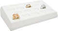 Novel Box 18-Slot White Leatherette Rings/Earrings/Cufflinks Holder Tray 8.25x4.5x1.75 Inches - Ring Holder Organizer for Selling or Personal Use - Jewelry Display Trays for Special Occasions